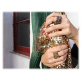 Laura B - Mercurio Basic Ring - Mesh Ring - Shiny Silver - Handmade Ring - Luxury High Quality