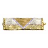 Laura B - Pyramid Cuff - Mesh and Swarovski Bracelet - Gold - Lilac Swarovski - Handmade Bracelet - Luxury High Quality
