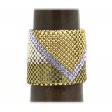 Laura B - Pyramid Cuff - Bracciale in Maglia e Swarovski - Oro - Swarovski Lilla - Bracciale Artigianale - Alta Qualità Luxury