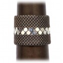 Laura B - Pyramid Cuff - New Basic Cuff - Mesh Bracelet - Dorè - White Line - Handmade Bracelet - Luxury High Quality