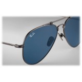Ray-Ban - RB8125 9138T0 - Original Aviator Titanium - Pewter - Blue Classic Lenses - Sunglass - Ray-Ban Eyewear