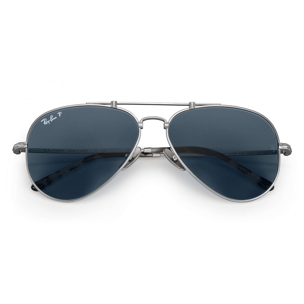 Ray Ban Rb8125 9165 Original Aviator Titanium Matte Silver Polarized Blue Mirror Lenses Sunglass Ray Ban Eyewear Avvenice