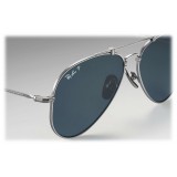 Ray-Ban - RB8125 9165 - Original Aviator Titanium - Matte Silver - Polarized Blue Mirror Lenses - Sunglass - Ray-Ban Eyewear