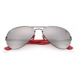 Ray-Ban - RB3460M F009H2 - Scuderia Ferrari Collection Aviator - Black Silver Red - Silver Mirror - Sunglass - Eyewear