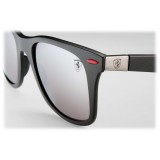 Ray-Ban - RB4195M F602H2 - Original Scuderia Ferrari Collection Wayfarer - Black - Polarized Silver Mirror - Sunglass - Eyewear