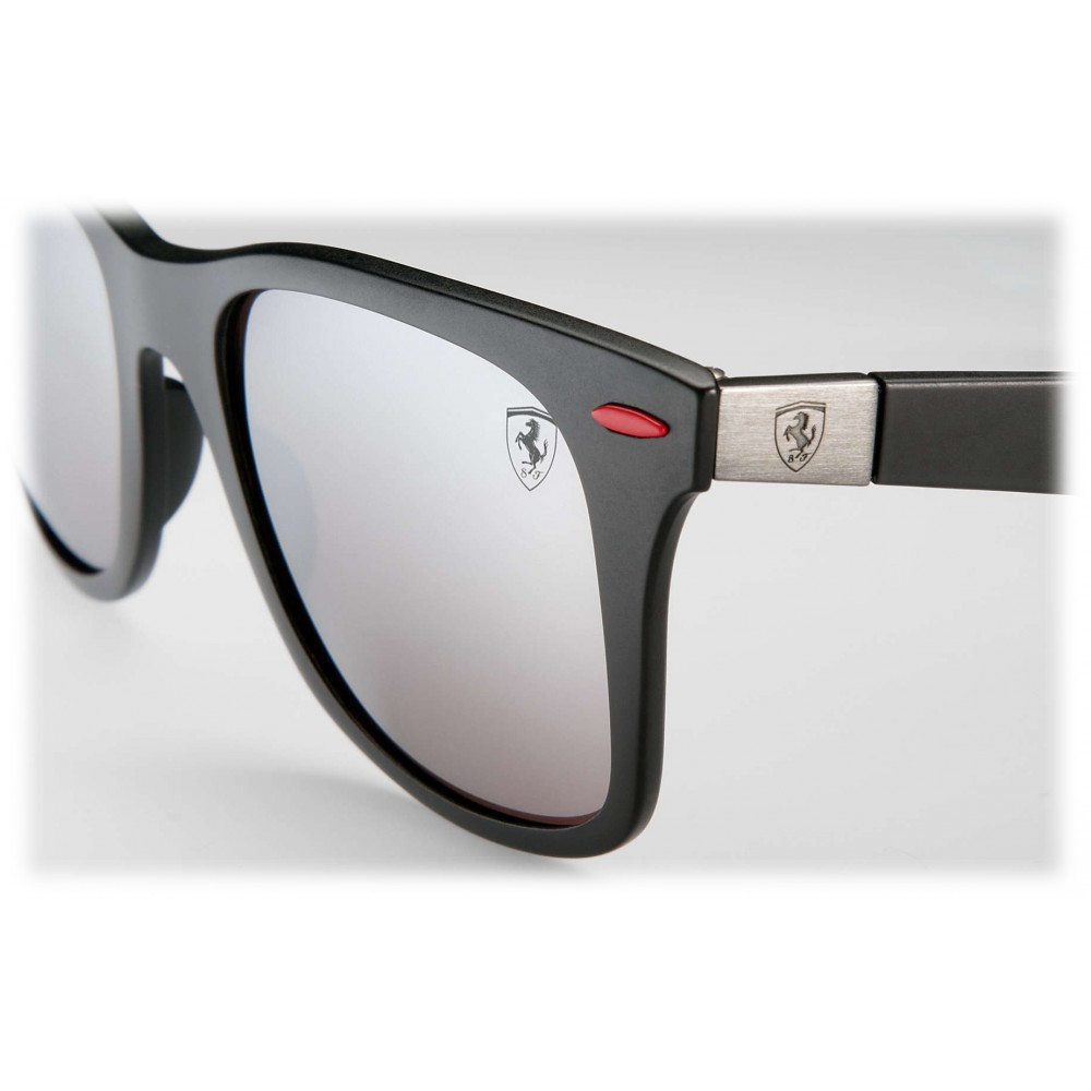 Ray Ban Rb4195m F602h2 Original Scuderia Ferrari Collection Wayfarer Black Polarized Silver Mirror Sunglass Eyewear Avvenice