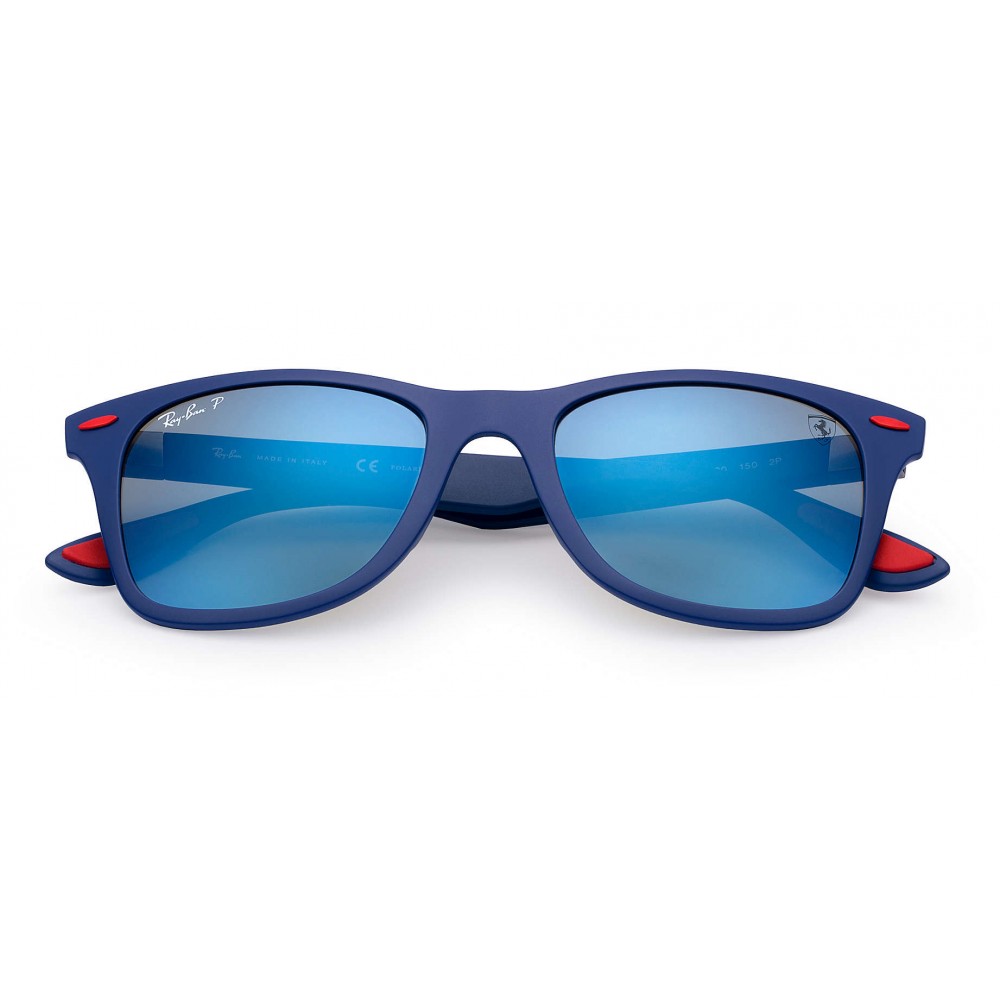 Ray Ban Rb4195m F604h0 Original Scuderia Ferrari Collection Wayfarer Blue Polarized Blue Mirror Sunglass Eyewear Avvenice
