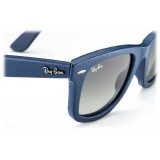Ray-Ban - RB2140QM 116871 - Original Wayfarer Leather - Blu - Lente Grigio Sfumata - Occhiali da Sole - Ray-Ban Eyewear