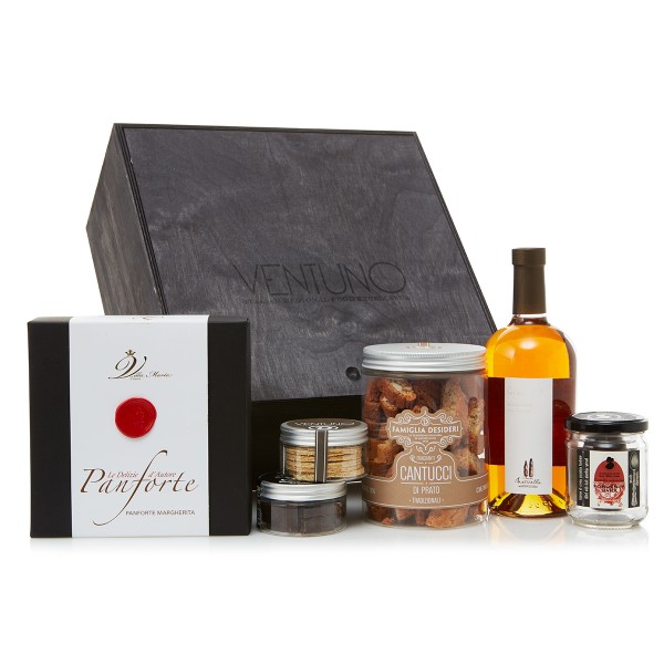 Ventuno - Toscana Capriccio Dolce Food Box - Cantucci - Panforte - Vin Santo - Eccellenze Italiane - Gift Box Multisensoriale