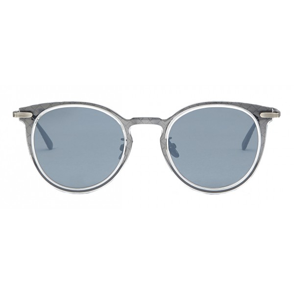 Bottega Veneta - Acetate Round Sunglasses - Crystal Silver - Sunglasses - Bottega Veneta Eyewear