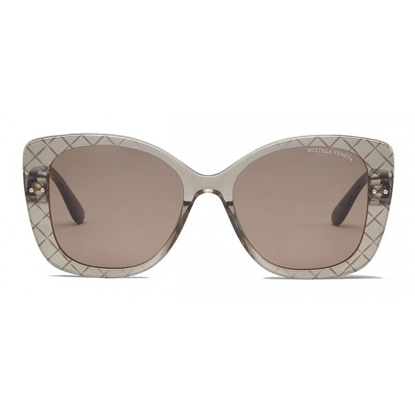 Bottega Veneta - Acetate Square Oversize Sunglasses - Brown - Sunglasses - Bottega Veneta Eyewear