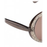 Bottega Veneta - Acetate Round Oversize Sunglasses - Brown - Sunglasses - Bottega Veneta Eyewear