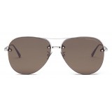 Bottega Veneta - Metal Aviator Sunglasses - Silver Brown - Sunglasses - Bottega Veneta Eyewear