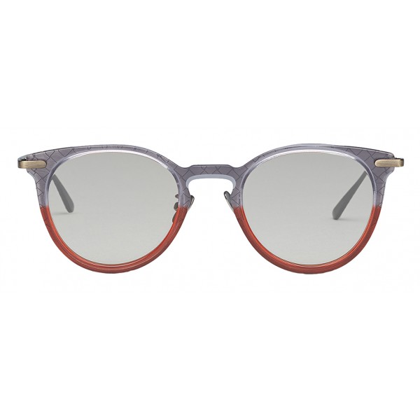 Bottega Veneta - Acetate Round Sunglasses - Grey Transparent - Sunglasses - Bottega Veneta Eyewear