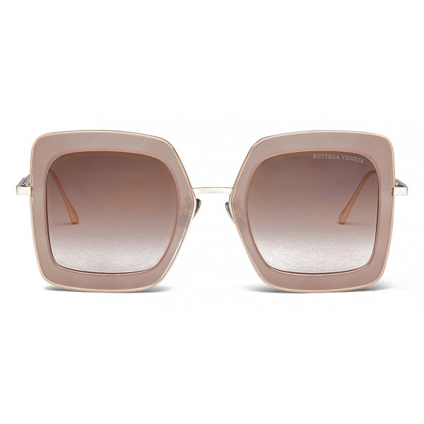 Bottega Veneta - Acetate Square Oversize Sunglasses - Brown Gold - Sunglasses - Bottega Veneta Eyewear