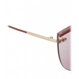 Bottega Veneta - Metal Cat Eye Sunglasses - Burgundy Pink - Sunglasses - Bottega Veneta Eyewear