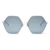 Bottega Veneta - Occhiali da Sole Esagonali Oversize in Metallo - Silver Blue - Occhiali da Sole - Bottega Veneta Eyewear