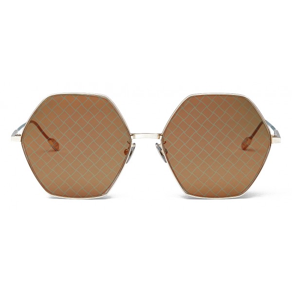 Bottega Veneta - Metal Hexagonal Oversize Sunglasses - Gold Green - Sunglasses - Bottega Veneta Eyewear