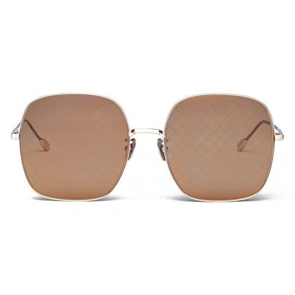 Bottega Veneta - Metal Square Oversize Sunglasses - Gold Brown - Sunglasses - Bottega Veneta Eyewear