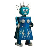 Saint John - Electra Robot - Giocattolo di Latta Retro da Collezione Meccanico a Carica - Blu - Tin Toys