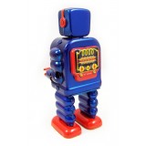 Saint John - Gearing Robot - Giocattolo di Latta Retro da Collezione Meccanico a Carica - Rosso e Blu - Tin Toys