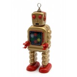 Saint John - High Wheel Robot - Collectible Retro Wind Up Tin Toy - Gold / Bronze - Tin Toys