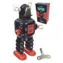 Saint John - Planet Robot - Collectible Retro Wind Up Tin Toy - Black - Tin Toys