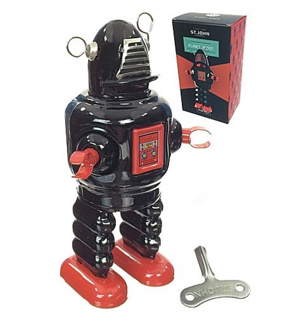 Saint John - Planet Robot - Giocattolo di Latta Retro da Collezione  Meccanico a Carica - Nero - Tin Toys - Avvenice