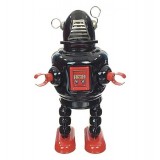 Saint John - Planet Robot - Collectible Retro Wind Up Tin Toy - Black - Tin Toys