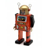 Saint John - TV Spaceman - Collectible Retro Wind Up Tin Toy - Red and Black- Tin Toys