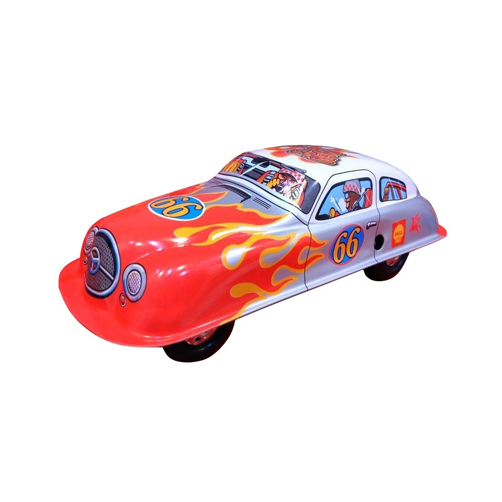 Saint John - Hot Racer Automobile - Giocattolo di Latta Retro da Collezione  Meccanico a Carica - Rosso Argento Bianco - Tin Toys - Avvenice