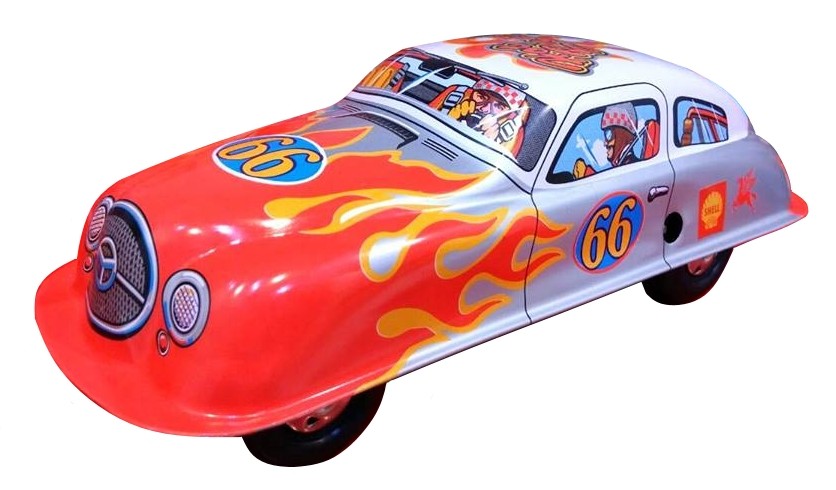 Saint John - Hot Racer Automobile - Giocattolo di Latta Retro da Collezione  Meccanico a Carica - Rosso Argento Bianco - Tin Toys - Avvenice