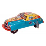 Saint John - Space Patrol Car - Collectible Retro Wind Up Tin Toy - Yellow Red Blue - Tin Toys