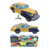 Saint John - Taxi Automobile - Giocattolo di Latta Retro da Collezione Meccanico a Carica - Giallo Nero - Tin Toys