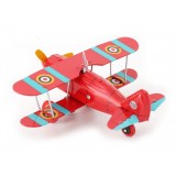 Saint John - Biplane Fighter - Collectible Retro Wind Up Tin Toy - Red - Tin Toys