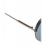 Bottega Veneta - Metal Gold and Leather Round Oversize Sunglasses - Gold Silver - Sunglasses - Bottega Veneta Eyewear