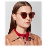 Bottega Veneta - Metal Cat Eye Sunglasses - Silver Red - Sunglasses - Bottega Veneta Eyewear