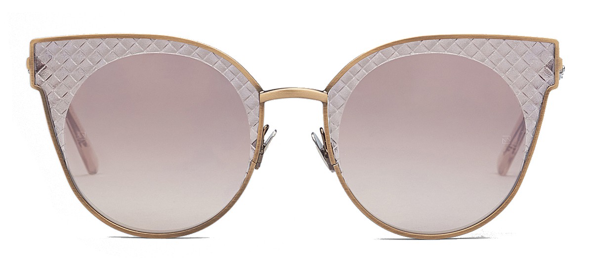 Bottega Veneta - Cross Metal Cat Eye Sunglasses - Bronze