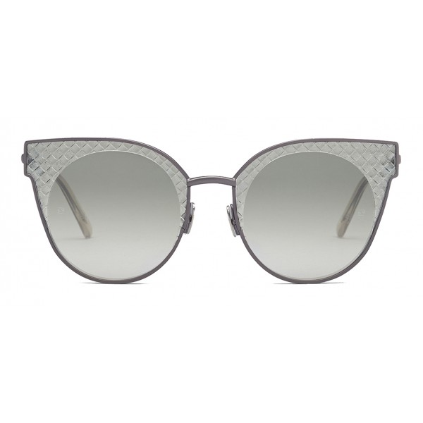 Bottega Veneta - Cross Metal Cat Eye Sunglasses - Ruthenium Green - Sunglasses - Bottega Veneta Eyewear