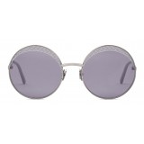 Bottega Veneta - Cross Metal Round Sunglasses - Silver Grey - Sunglasses - Bottega Veneta Eyewear