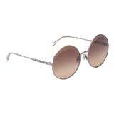 Bottega Veneta - Cross Metal Round Sunglasses - Silver Brown - Sunglasses - Bottega Veneta Eyewear