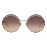 Bottega Veneta - Cross Metal Round Sunglasses - Silver Brown - Sunglasses - Bottega Veneta Eyewear