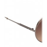 Bottega Veneta - Cross Metal Round Sunglasses - Silver Brown - Sunglasses - Bottega Veneta Eyewear