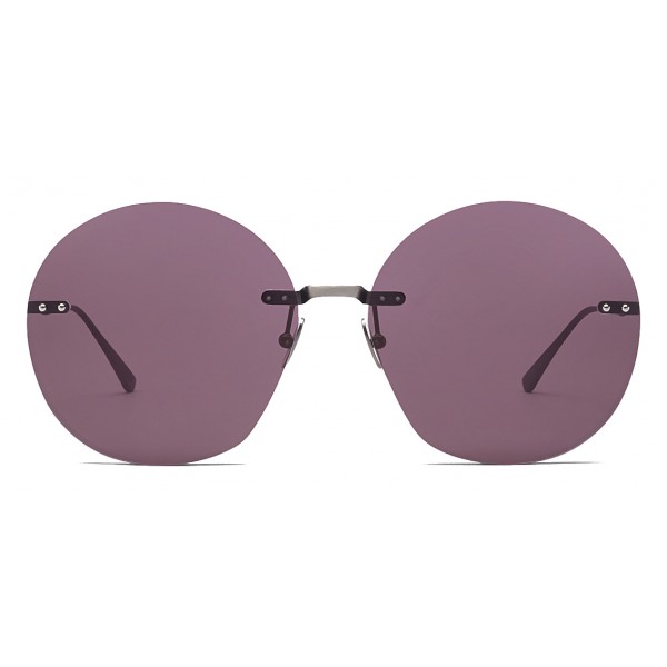 Bottega Veneta - Metal Round Oversize Sunglasses - Silver Red - Sunglasses - Bottega Veneta Eyewear