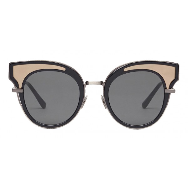 Bottega Veneta - Acetate Transparent Shiny Black Cat Eye Sunglasses - Sunglasses - Bottega Veneta Eyewear