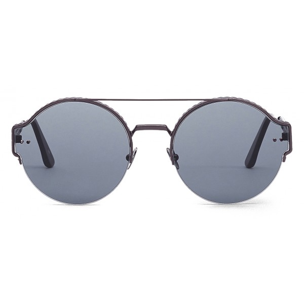 Bottega Veneta - Metal Classic Sunglasses Brunished with Smoked Lenses - Black - Sunglasses - Bottega Veneta Eyewear