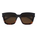 Yves Saint Laurent - Bold SL1 Sunglasses with Square Thick Frames and Nylon Lenses Brown and Havana - Saint Laurent Eyewear