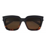 Yves Saint Laurent - Bold SL1 Sunglasses with Square Thick Frames and Nylon Lenses Brown and Havana - Saint Laurent Eyewear