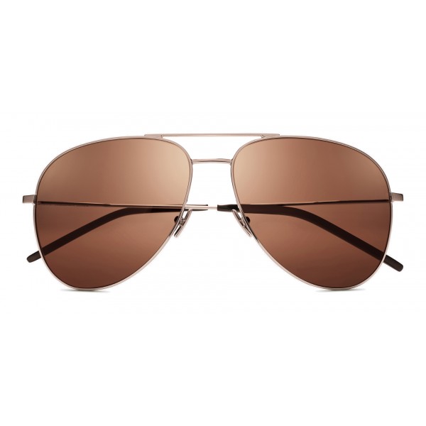 Yves Saint Laurent - Classic SL 11 Aviator Sunglasses with Double Metal Bridge - Champagne - Saint Laurent Eyewear