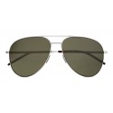 Yves Saint Laurent - Classic SL 11 Folk Aviator Sunglasses with Double Metal Bridge - Silver - Saint Laurent Eyewear